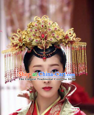 Handmade Chinese Traditional Phoenix Coronet Hanfu Hairpins Ancient Tang Dynasty Princess Hair Accessories for Women