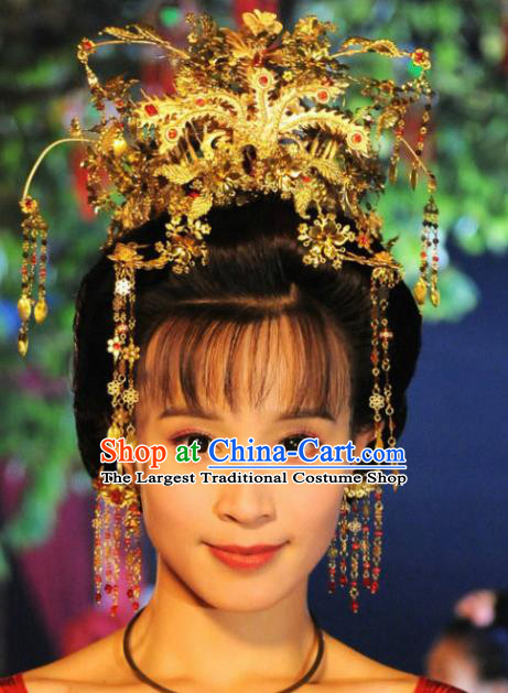 Handmade Chinese Court Hanfu Hairpins Traditional Phoenix Coronet Ancient Han Dynasty Queen Hair Accessories for Women