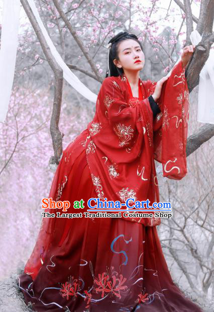 Chinese Ancient Princess Wedding Red Hanfu Dress Traditional Tang Dynasty Historical Costume for Women