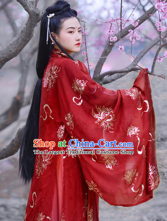 Chinese Ancient Princess Wedding Red Hanfu Dress Traditional Tang Dynasty Historical Costume for Women