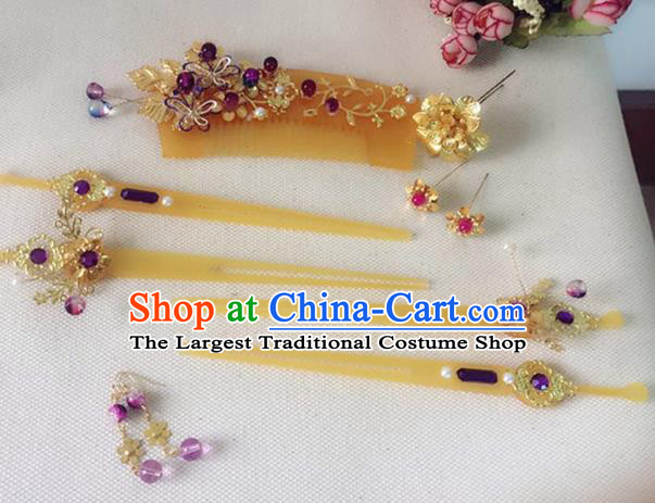 Handmade Chinese Palace Hair Combs Princess Hairpins Ancient Traditional Hanfu Hair Accessories for Women