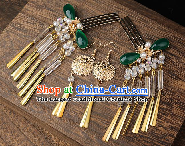Handmade Chinese Wedding Tassel Hair Combs Hairpins Ancient Traditional Hanfu Hair Accessories for Women