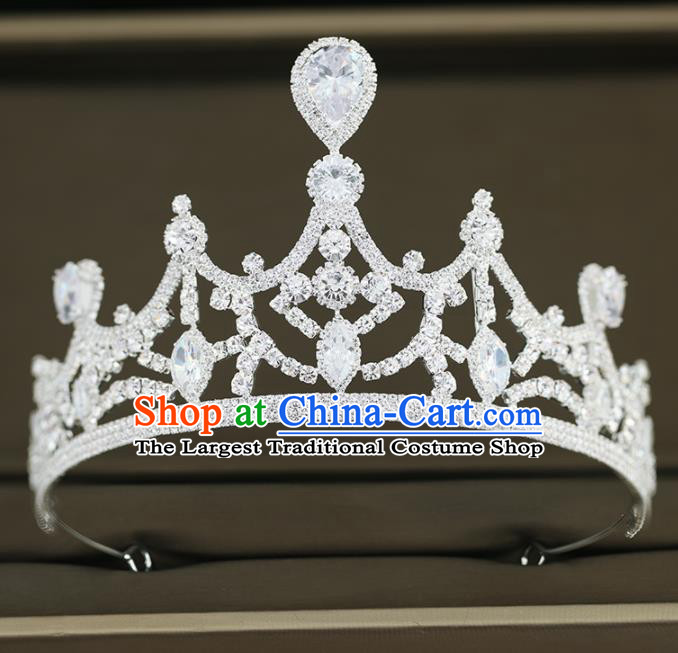 Top Grade Handmade Baroque Princess Crystal Royal Crown Wedding Bride Hair Accessories for Women