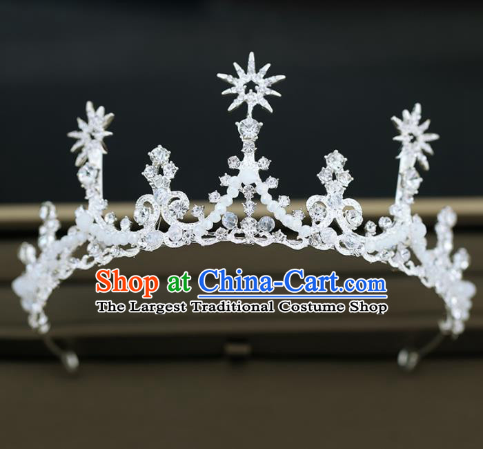 Top Grade Handmade Baroque Princess Beads Royal Crown Wedding Bride Hair Accessories for Women
