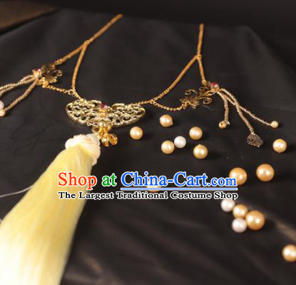 Handmade Chinese Traditional Hanfu Jewelry Accessories Ancient Princess Tassel Necklace for Women