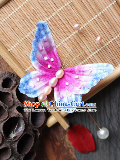 Handmade Chinese Classical Velvet Butterfly Brooch Ancient Palace Breastpin for Women
