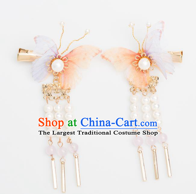 Chinese Handmade Silk Butterfly Hair Claws Ancient Princess Hair Accessories Headwear for Women