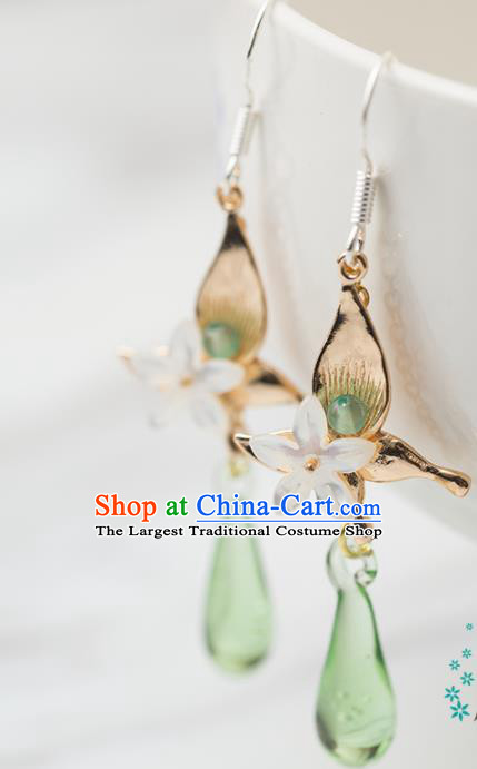 Handmade Chinese Classical Hanfu Green Earrings Ancient Palace Ear Accessories for Women
