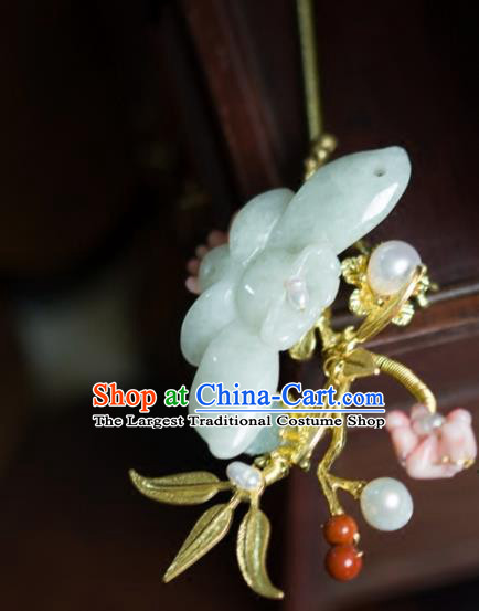 Chinese Handmade Hanfu Jade Butterfly Hairpins Ancient Princess Hair Accessories Headwear for Women