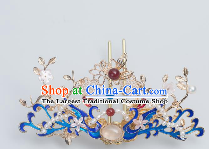 Chinese Handmade Hanfu Blueing Phoenix Hairpins Ancient Princess Hair Accessories Headwear for Women