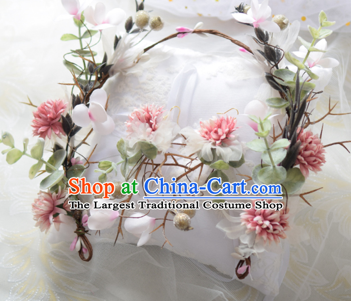 Top Handmade Flower Head Wear Garland Hair Jewelry and Earrings Complete Set for Women