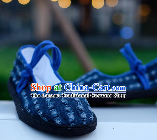 Chinese Handmade Navy Cloth Shoes Traditional National Shoes Ancient Hanfu Shoes for Women