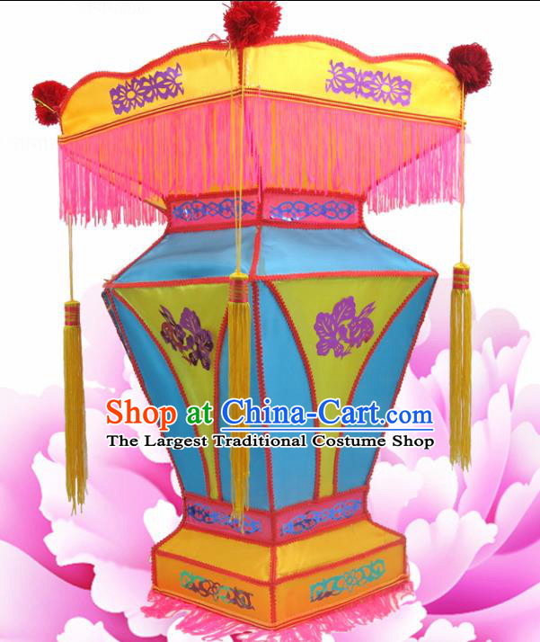 Handmade Chinese Blue Palace Lanterns Traditional New Year Lantern Ancient Ceiling Lamp