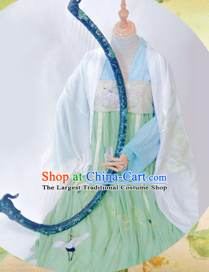 Chinese Traditional Cosplay Palace Costume Ancient Tang Dynasty Princess Green Hanfu Dress for Women