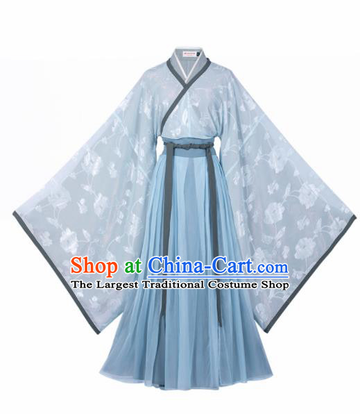 Chinese Traditional Jin Dynasty Imperial Consort Embroidered Hanfu Dress Ancient Peri Historical Costume for Women