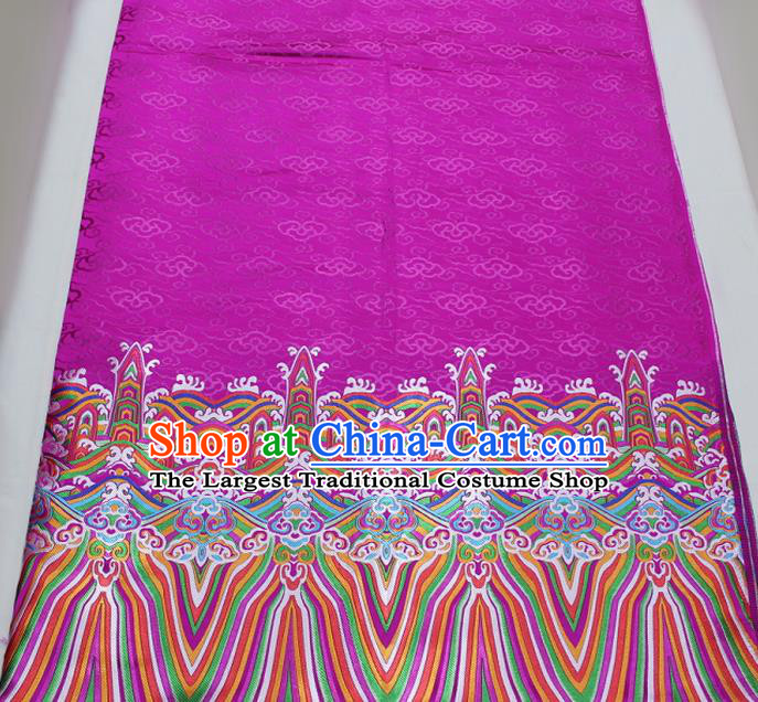 Asian Chinese Traditional Tang Suit Royal Waves Pattern Rosy Brocade Satin Fabric Material Classical Silk Fabric