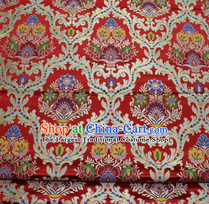Chinese Traditional Fabric Royal Pattern Red Brocade Material Hanfu Classical Satin Silk Fabric