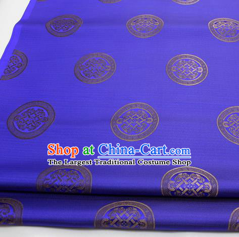 Chinese Traditional Tang Suit Fabric Royal Lucky Pattern Royalblue Brocade Material Hanfu Classical Satin Silk Fabric