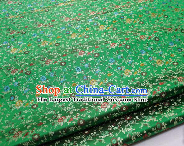 Chinese Traditional Tang Suit Fabric Royal Pepper Flowers Pattern Green Brocade Material Hanfu Classical Satin Silk Fabric