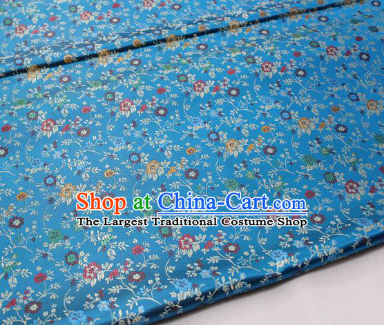 Chinese Traditional Tang Suit Fabric Royal Pepper Flowers Pattern Blue Brocade Material Hanfu Classical Satin Silk Fabric