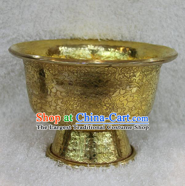 Chinese Traditional Buddhist Brass Carving Bowl Buddha Cup Decoration Tibetan Buddhism Feng Shui Items