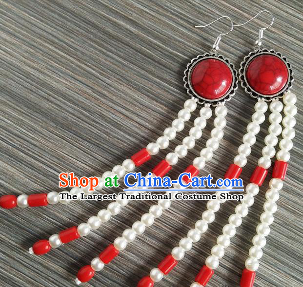 Traditional Chinese Mongol Nationality Ear Accessories Mongolian Ethnic Folk Dance Earrings for Women