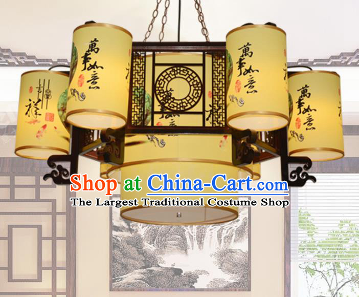 Chinese Traditional Classical Six Light Ceiling Palace Lantern Handmade New Year Lanterns Hanging Lamp