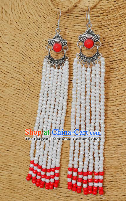 Traditional Chinese Mongolian Ethnic Tassel Ear Accessories Mongol Nationality Earrings for Women