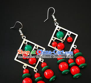 Traditional Chinese Mongolian Ethnic Ear Accessories Mongol Nationality Folk Dance Earrings for Women