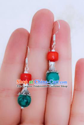 Chinese Traditional Ethnic Earrings Mongol Nationality Ear Accessories for Women