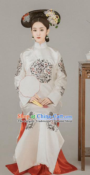 Chinese Ancient Imperial Empress Embroidered Dress Qing Dynasty Manchu Queen Historical Costume for Women