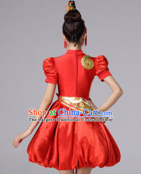 Top Grade Chinese Modern Dance Chorus Costume Traditional Spring Festival Gala Stage Performance Red Dress for Women