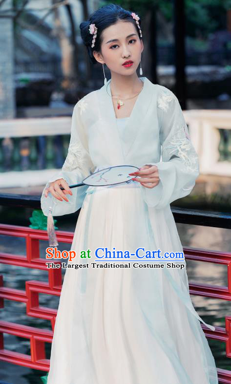 Chinese Tang Dynasty Court Imperial Consort Historical Costume Traditional Ancient Peri Embroidered Hanfu Dress for Women