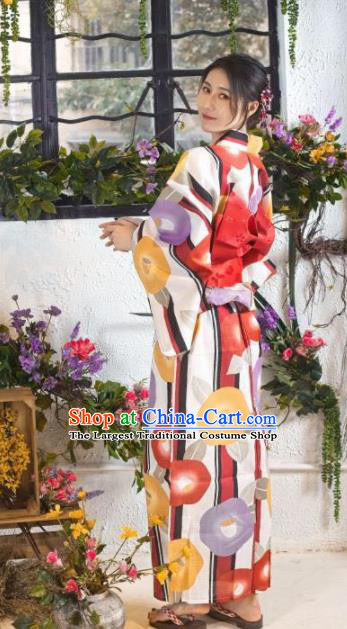 Japanese Traditional Printing Petunia Kimono Asian Japan Costume Geisha Yukata Dress for Women
