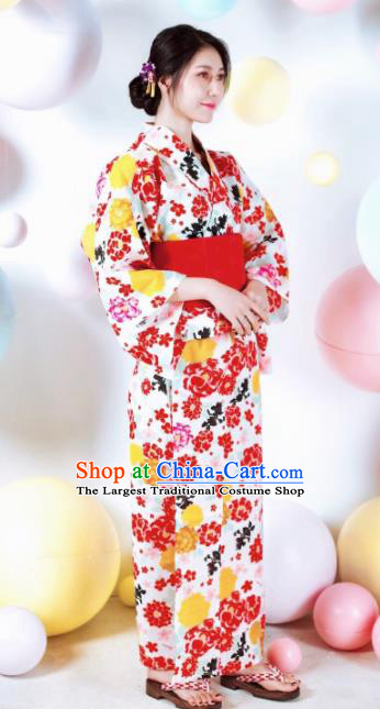 Japanese Traditional Classical Printing Kimono Asian Japan Costume Geisha Yukata Dress for Women