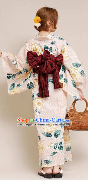 Japanese Classical Printing Chrysanthemum Kimono Asian Japan Traditional Costume Geisha Yukata Dress for Women