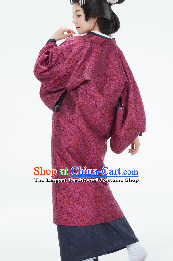 Japanese Classical Court Wine Red Yukata Robe Asian Japan Traditional Costume Geisha Furisode Kimono Dress for Women