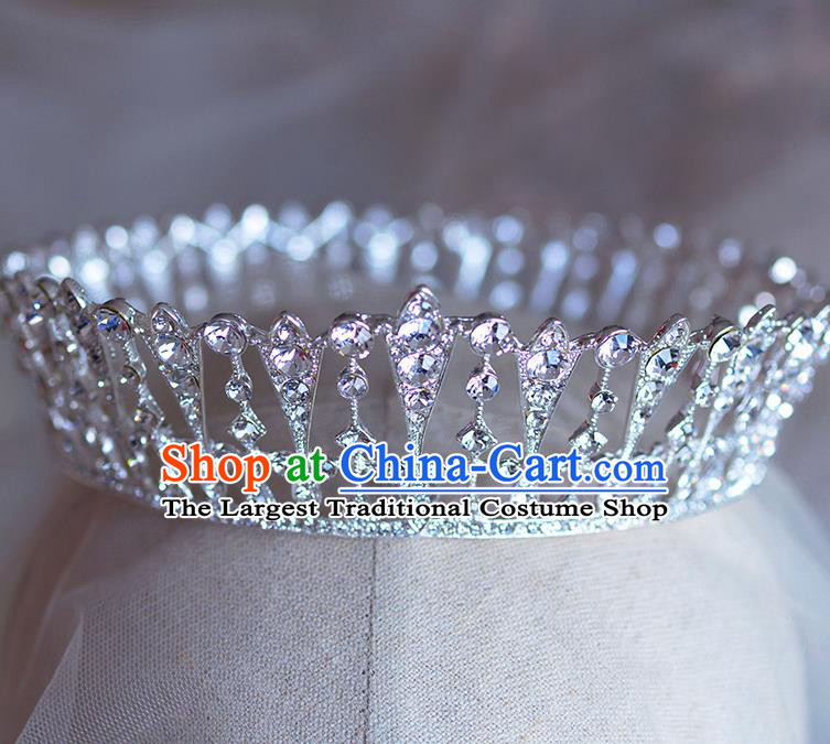 Handmade Wedding Hair Accessories Baroque Bride Crystal Round Royal Crown for Women