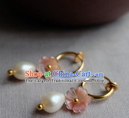 Traditional Chinese Ancient Princess Earrings Handmade Hanfu Pearl Ear Accessories for Women