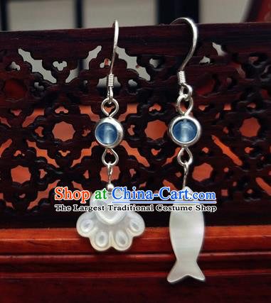 Traditional Chinese Ancient Hanfu Shell Tassel Earrings Handmade Wedding Jewelry Accessories for Women