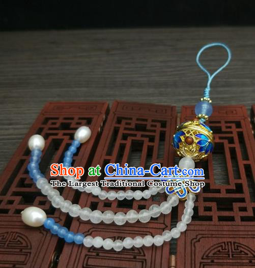 Traditional Chinese Ancient Cloisonne Sachet Brooch Handmade Hanfu Palace Breastpin Tassel Pendant for Women