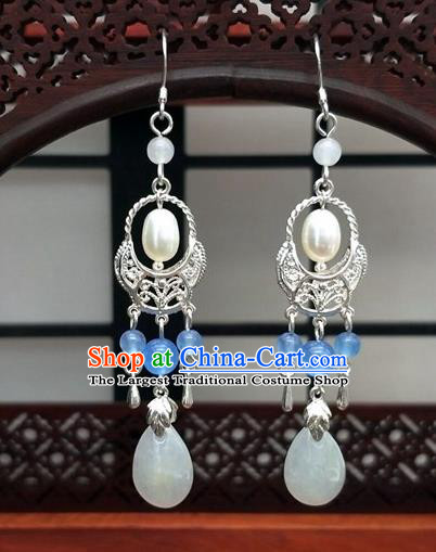 Traditional Chinese Ancient Hanfu Pearl Shell Earrings Handmade Wedding Jewelry Accessories for Women