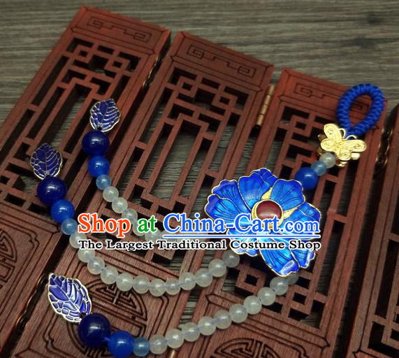 Traditional Chinese Ancient Palace Cloisonne Lotus Brooch Handmade Hanfu Tassel Breastpin Pendant for Women