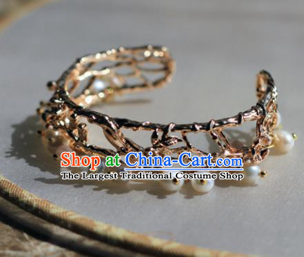 Traditional Chinese Ancient Princess Golden Bracelet Handmade Hanfu Accessories for Women