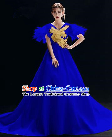 Top Grade Catwalks Royalblue Full Dress Modern Dance Party Compere Costume for Women