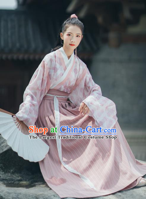 Chinese Traditional Ancient Swordswoman Hanfu Dress Jin Dynasty Historical Costume for Women