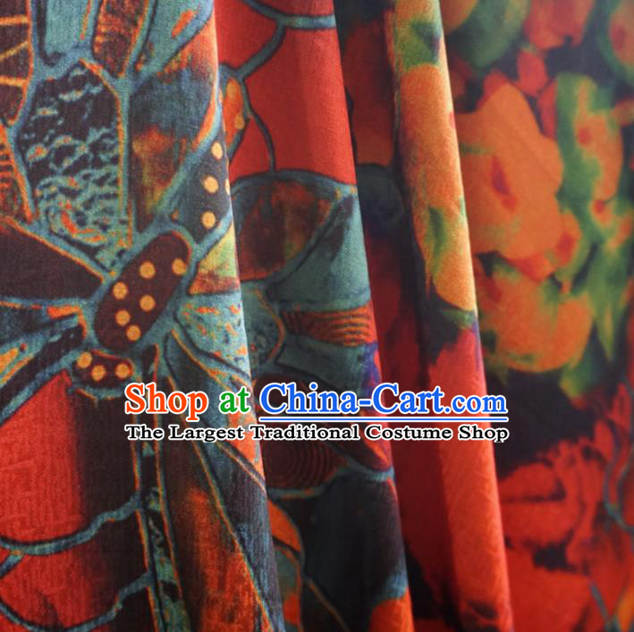 Asian Chinese Traditional Pattern Red Watered Gauze Cheongsam Silk Fabric Chinese Fabric Material
