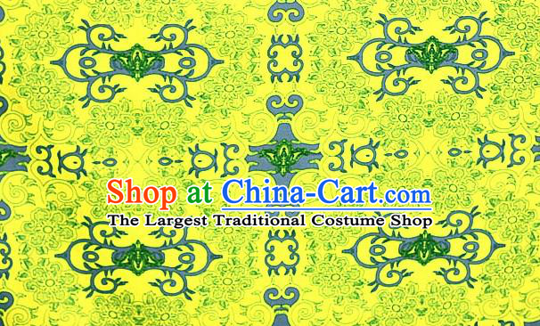 Asian Chinese Traditional Palace Pattern Yellow Brocade Cheongsam Silk Fabric Chinese Satin Fabric Material