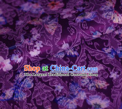 Asian Chinese Traditional Butterfly Pattern Purple Brocade Cheongsam Silk Fabric Chinese Satin Fabric Material