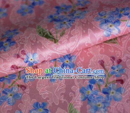 Asian Chinese Classical Little Flowers Pattern Pink Brocade Cheongsam Silk Fabric Chinese Traditional Satin Fabric Material